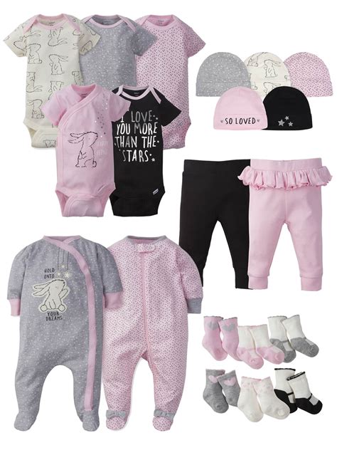 Gerber clothing. Frequently bought together. This item: Gerber Baby 14-Piece Clothing Gift Set, Pink, 3-6 Months. $6498. +. Pro Goleem Loveys for Babies Bunny Security Blanket Girl Newborn Soft Pink Lovie Baby Girl Gifts for Infant and Toddler. $1359. 