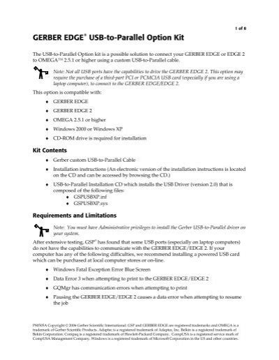 Gerber edge 2 usb to parallel driver. inf &diams; Jan 23, 2006 · How to download and install G...