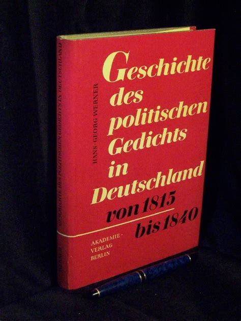 Geschichte des politischen gedichts in deutschland von 1815 bis 1840. - Bmw motorrad reparaturanleitung r 850 r r 1100 r r 1100 g r 1100 r r 1100 rt.