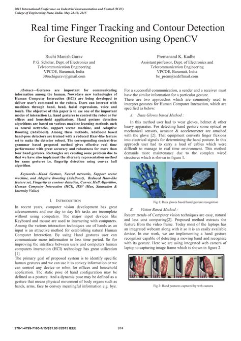Gesture recognition with opencv.  Apply image preprocessing, contour detection, a...