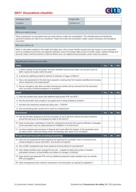 Get GD11 Excavations Checklist - CITB - US Legal Forms