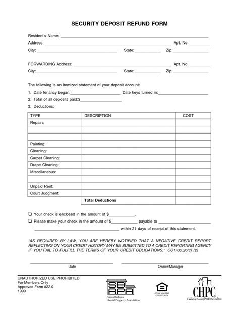 Get Our Example of Landlord Security Deposit Return Form Being a
