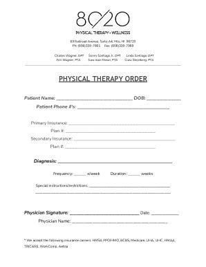 Get Our Example of Physical Therapy Order Form for Free in 2021