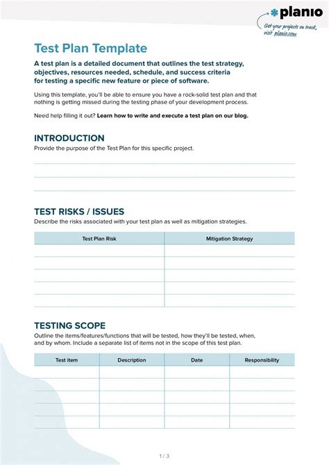 Get Our Example of Software Testing Plan Template for Free Test plan