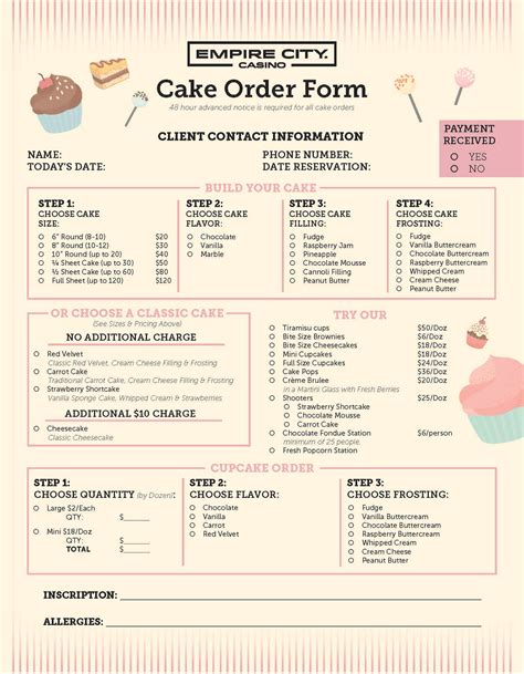 Get Our Image of Bakery Order Forms Template for Free Cake order