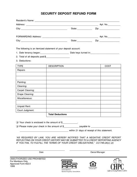 Get Our Image of Security Deposit Refund Form Template Being a