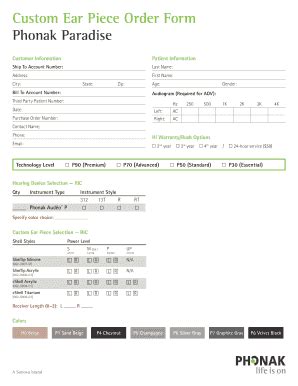 Get Phonak Paradise Custom Order Form - US Legal Forms