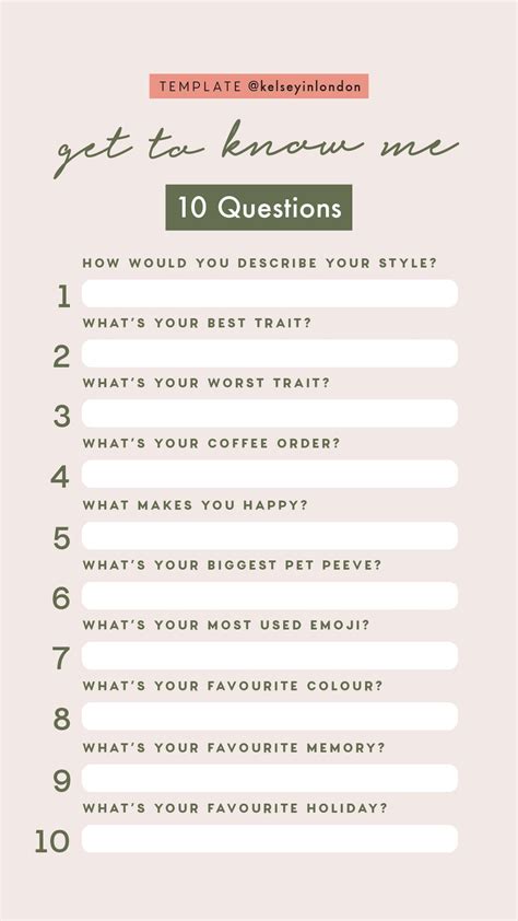 Get To Know Me List Of Questions