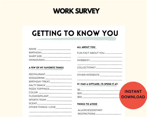 Get To Know You Sheet For Employees