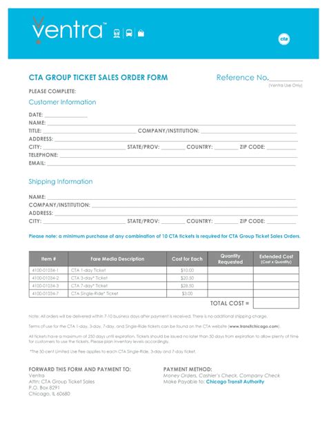 Get Ventra CTA Group Ticket Sales Order Form - US …