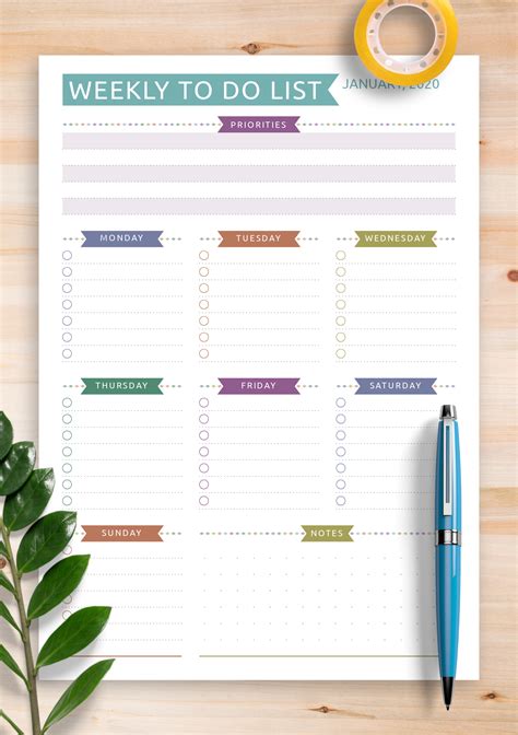 Get a convenient Weekly To Do list template to organize your tasks for