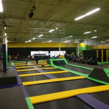 Visitors have ample room to bounce through the air or fling themselves into foam pits. In addition to the open-jump areas, Get Air includes separate sections for trampoline dodgeball games and gravity-defying slam dunks on padded basketball hoops. Elsewhere, a slackline and a wobbly rope ladder challenge balance skills.