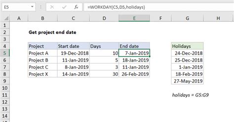 Get project end date Excel formula Exceljet