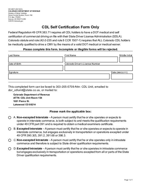 Get the free alea gov cdl self certification form - pdfFiller