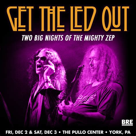 Get the led out tour. Get The Led Out is a tribute band that delivers the authentic sound and experience of Led Zeppelin. Don't miss their live performance at the AXS venue near you. Find the best tickets and dates for their upcoming shows here. 