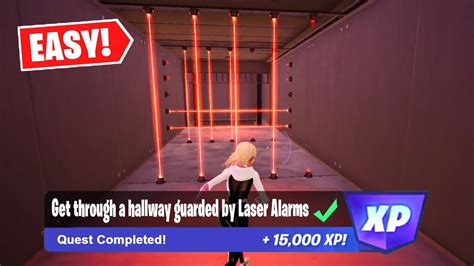 Get through a hallway guarded by laser alarms. Fortnite - Get Through A Hallway Guarded By Laser Alarms. j8hnb. 15.5K subscribers. Join. Subscribed. 6. Share. 1.3K views 4 months ago #fortnite #quests #fortnitechallenges.... 