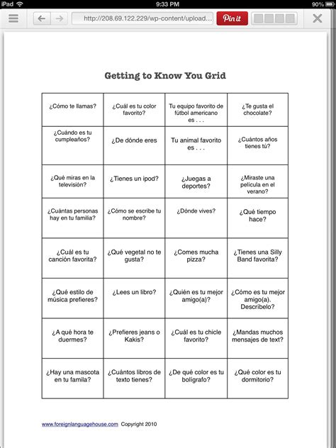 Get to know you in spanish