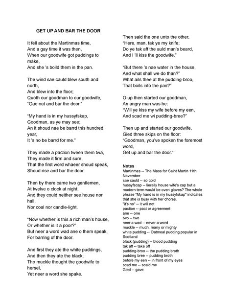 Get up and Bar the Door poem summary? - Answers