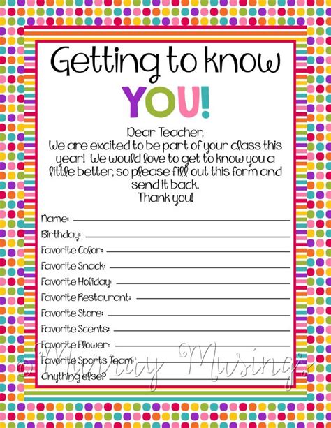 Getting To Know The Teacher Template