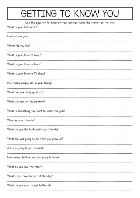 Getting To Know You Worksheet 3 PDF PDF Language Families