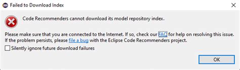 Getting error message "Code Recommenders cannot download its …