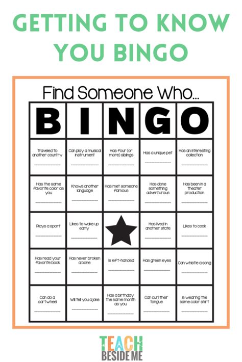 Getting to Know You Bingo Game in ENGLISH Getting to know you