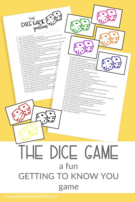 Getting to Know You Dice Game My Upside Down Umbrella Getting to
