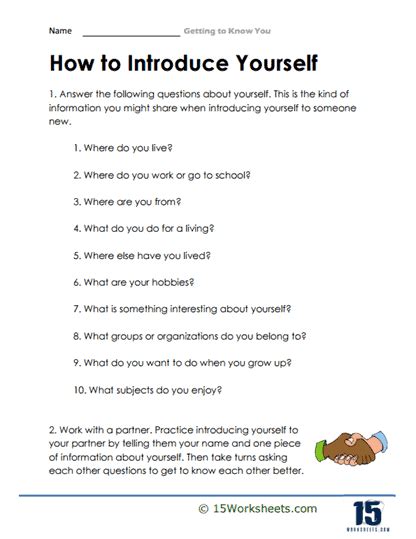 Getting to Know You exercise
