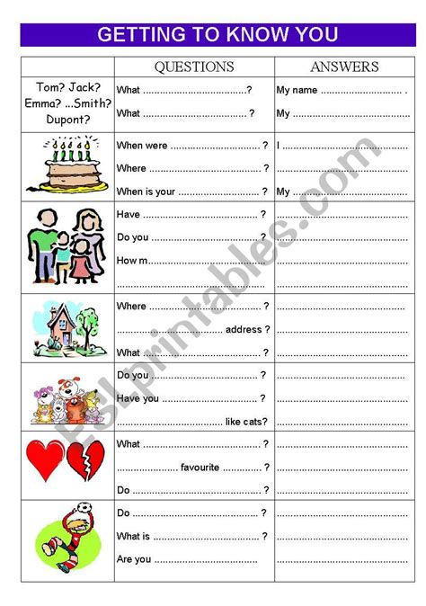 Getting to know you worksheet ESL worksheet by zeline Worksheets