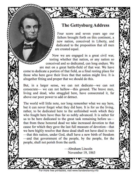 Gettysburg Address Printable