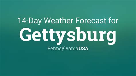 Gettysburg pa forecast. Gettysburg, PA's afternoon weather forecast for today and the next 15 days. Includes the high, RealFeel, precipitation, sunrise & sunset times, as well as historical weather for that particular date. 