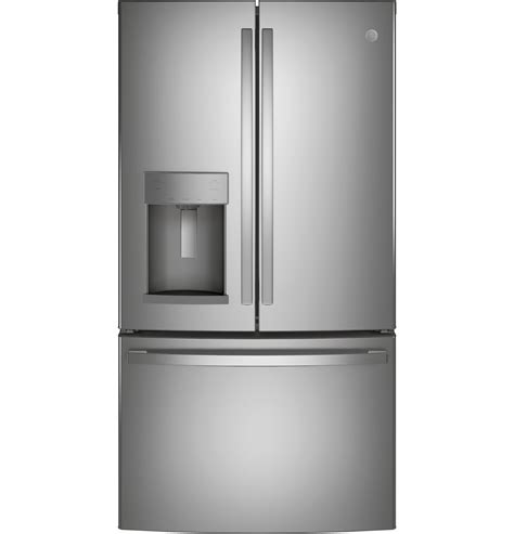 GFE28GYNFS in Fingerprint Resistant Stainless by GE Appliances in Wausau, Weston and Merrill - GE® ENERGY STAR® 27.7 Cu. Ft. Fingerprint Resistant French-Door Refrigerator.. 