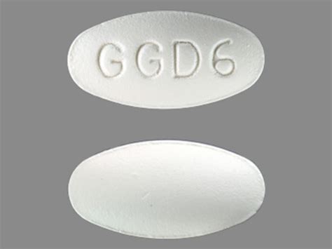 white oval Pill with imprint ggd6 tablet, film coated for treatment of with Adverse Reactions & Drug Interactions supplied by. 