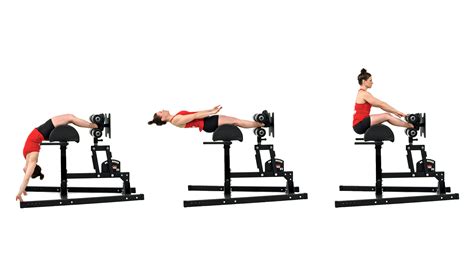 Ghd sit ups. The GHD sit-up machine facilitates a full range of motion, allowing users to perform sit-ups with their legs securely anchored, while their upper body extended beyond parallel to the ground. 