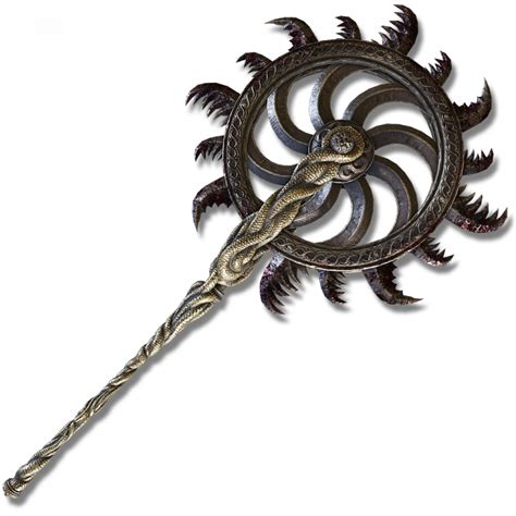 I like weird mechanical over the top looking weapons like Ghiza's Wheel, in Bloodborne it was the Whirligig Saw. I had a lot of fun with it but now i think i want to try something else. I don't mean exactly like that, just something that has that vibe, maybe something spinning... or moving. Unconvential looking. Or big, and weird. Emphasis on ...