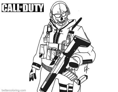 Ghost from Call of Duty Coloring Pages Free Printable Coloring Pages