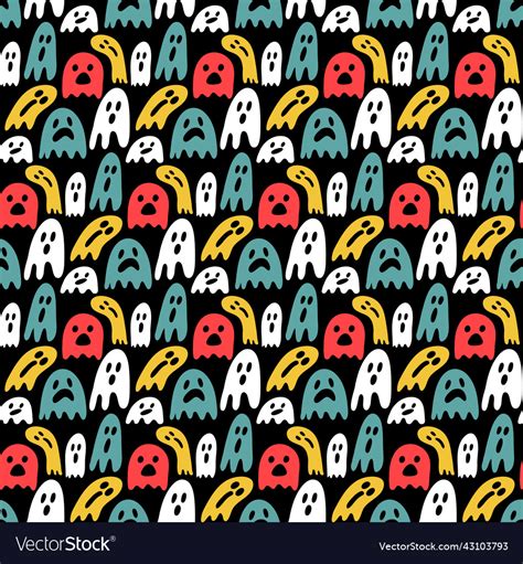 Ghost phantom seamless pattern Royalty Free Vector Image