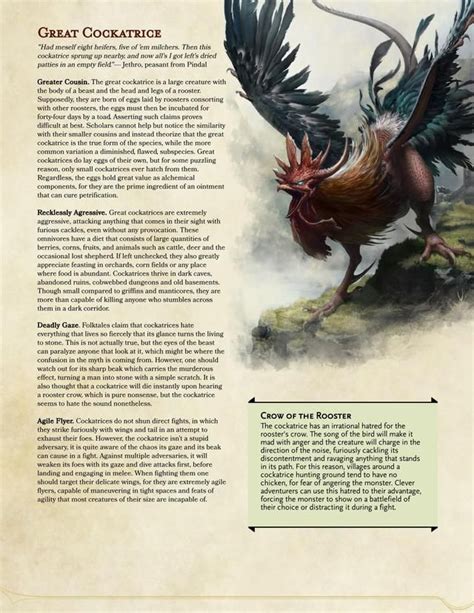 Giant chicken 5e.  A subreddit for D&D 5e and One D&D homebrew.  They ...