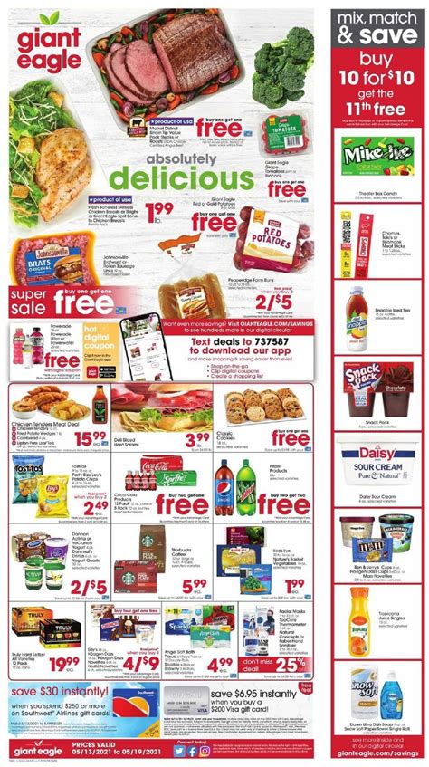 Find the current Giant Eagle weekly ad, valid Aug 24 - Aug 30, 2023. ... Also use digital coupons to save even more! RELATED WEEKLY ADS. Giant Eagle. Giant Eagle Weekly Ad May 29 - Jun 05, 2024. Giant Eagle. Giant Eagle Weekly Ad May 23 - May 29, 2024 (Memorial Day Promotion Included). 