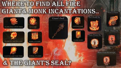 Jul 29, 2023 · Incantations. Giant's Seal is a Sacred Seal in Elden Ring. The Giant's Seal scales primarily with Faith and is a good Weapon for Giant's flame incantations. Sacred seal depicting the one eyed god of the Fire Giants, adorned with braids of red hair. Sacred seal wielded by Fire Monks and Prelates, this catalyst enhances Giants' Flame incantations. . 