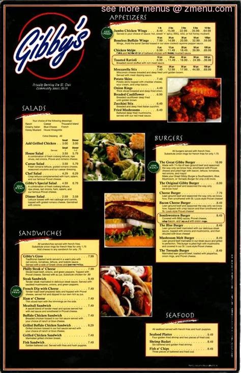 Gibbys st clair menu. By Steve Barnes July 5, 2023. Gibby's Diner in Duanesburg, which opened in 1952 and closed in December 2021, has been reopened by new owners. Gibby's Diner photo. In the latest restaurant news ... 