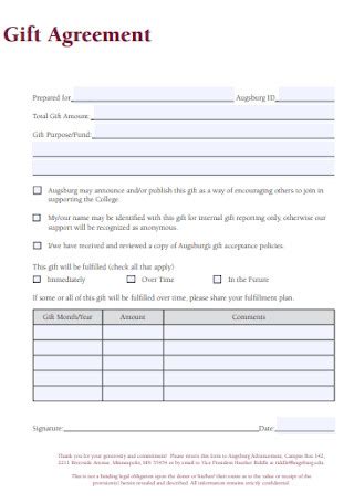 Gift Agreement Form