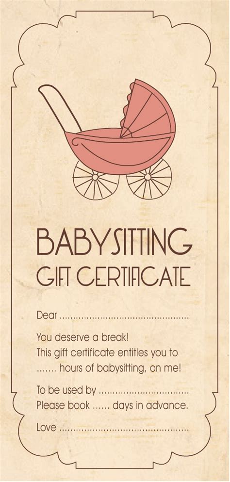 Gift Card For Babysitting