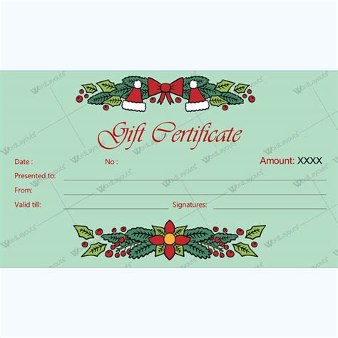 Gift Certificate Template Free Christmas