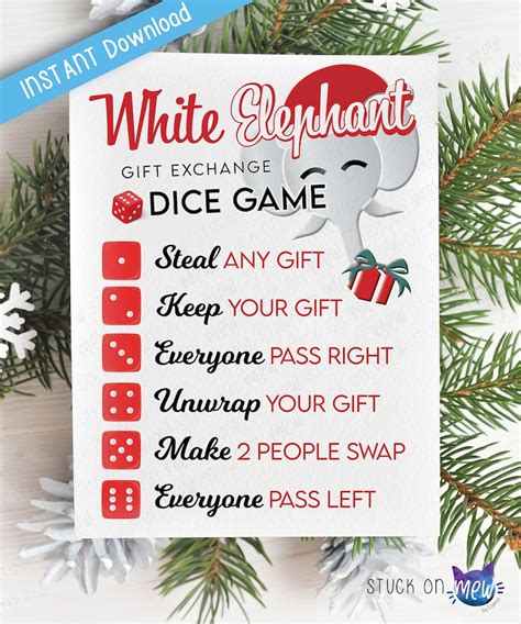 Gift Exchange White Elephant Dice Game With Game Board and Etsy