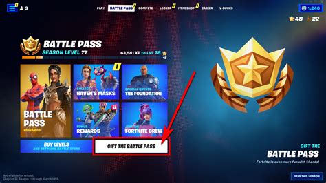 Choose the Battle Pass. There will be options in the middle of your screen that you can use to purchase the Battle Pass for yourself. Around the bottom left of your screen, there will be a Gift .... 