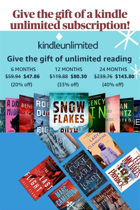 Gift kindle unlimited. 5 days ago · The 6-month option has only decreased by a couple bucks, but the 12-month subscription has gone down by $23.48. The 24-month term is still priced the same as before at 40% off the standard monthly rate. After Amazon raised the price of Kindle Unlimited last year, they also raised the prices of their Kindle Unlimited gift subscriptions. 