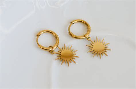 Gifts for Her Gold Earrings, Sun - Etsy