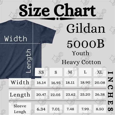 Gildan 5000B Size Chart Gildan G5000B Digital File for Etsy