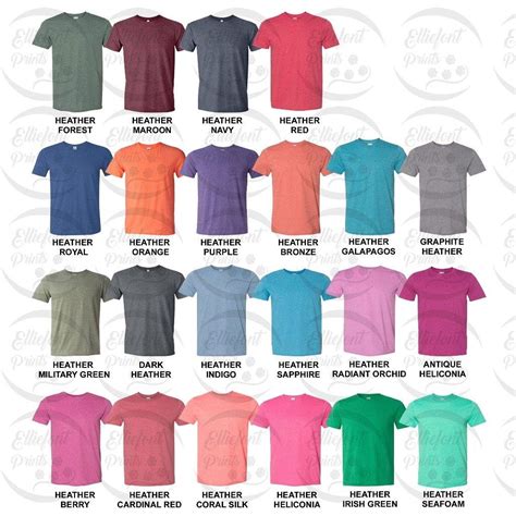 Gildan 640 Color Chart Heather Colors